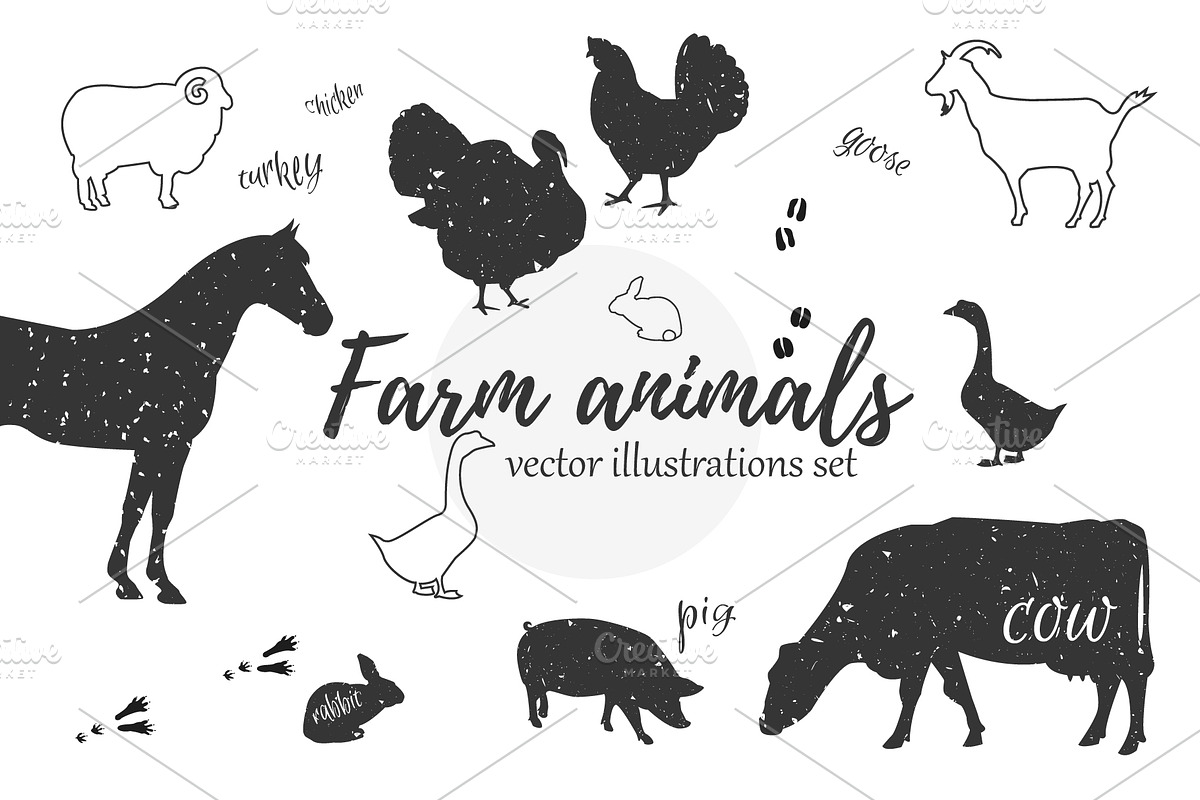 Farm animals collection., an Animal Illustration by itiir (Photo 1 of 4)