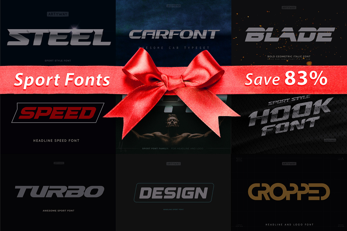 Sport Fonts Bundle / Save 83%, a Sans Serif Font by artyway (Photo 1 of 12)