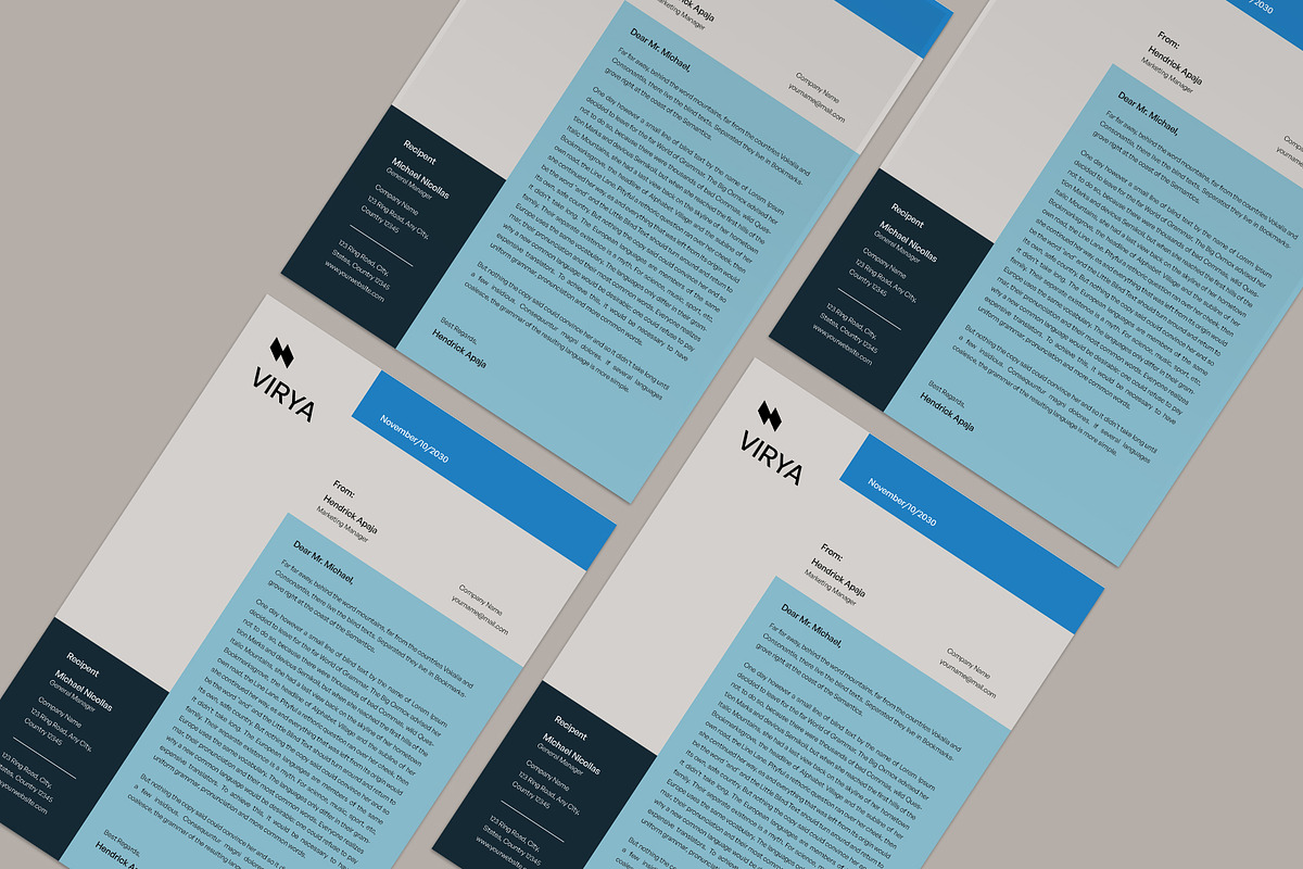 VIRYA | Marketing Agency Letterhead, a Stationery Template by Neermana (Photo 4 of 4)