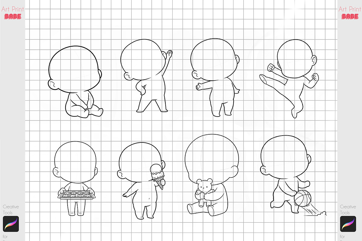 Procreate Chibi Maker Beginner Brush, a Brush Add-On by ArtPrintBabe