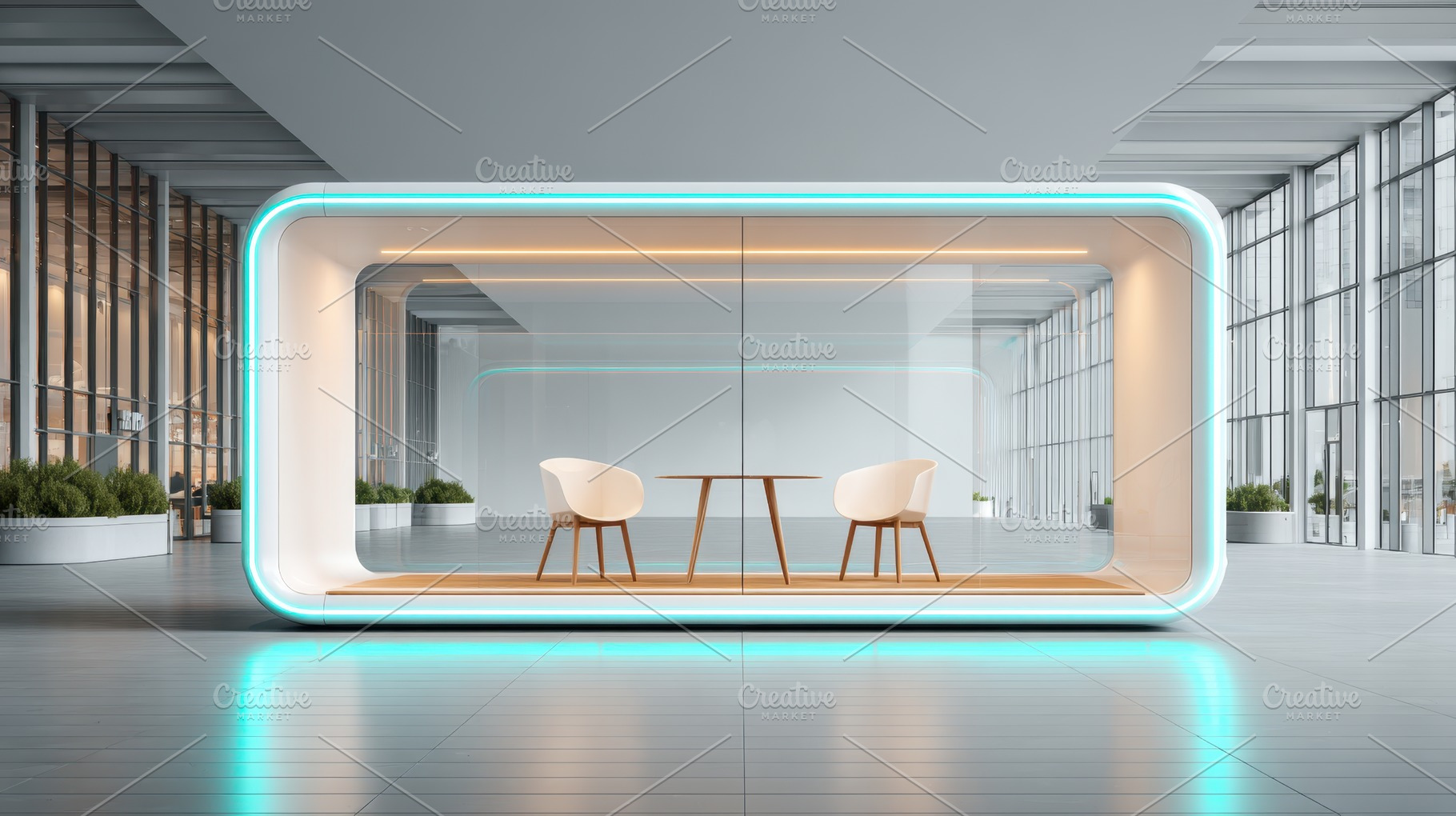 Sleek modern office meeting pod, a Business Photo by AlyaAnd