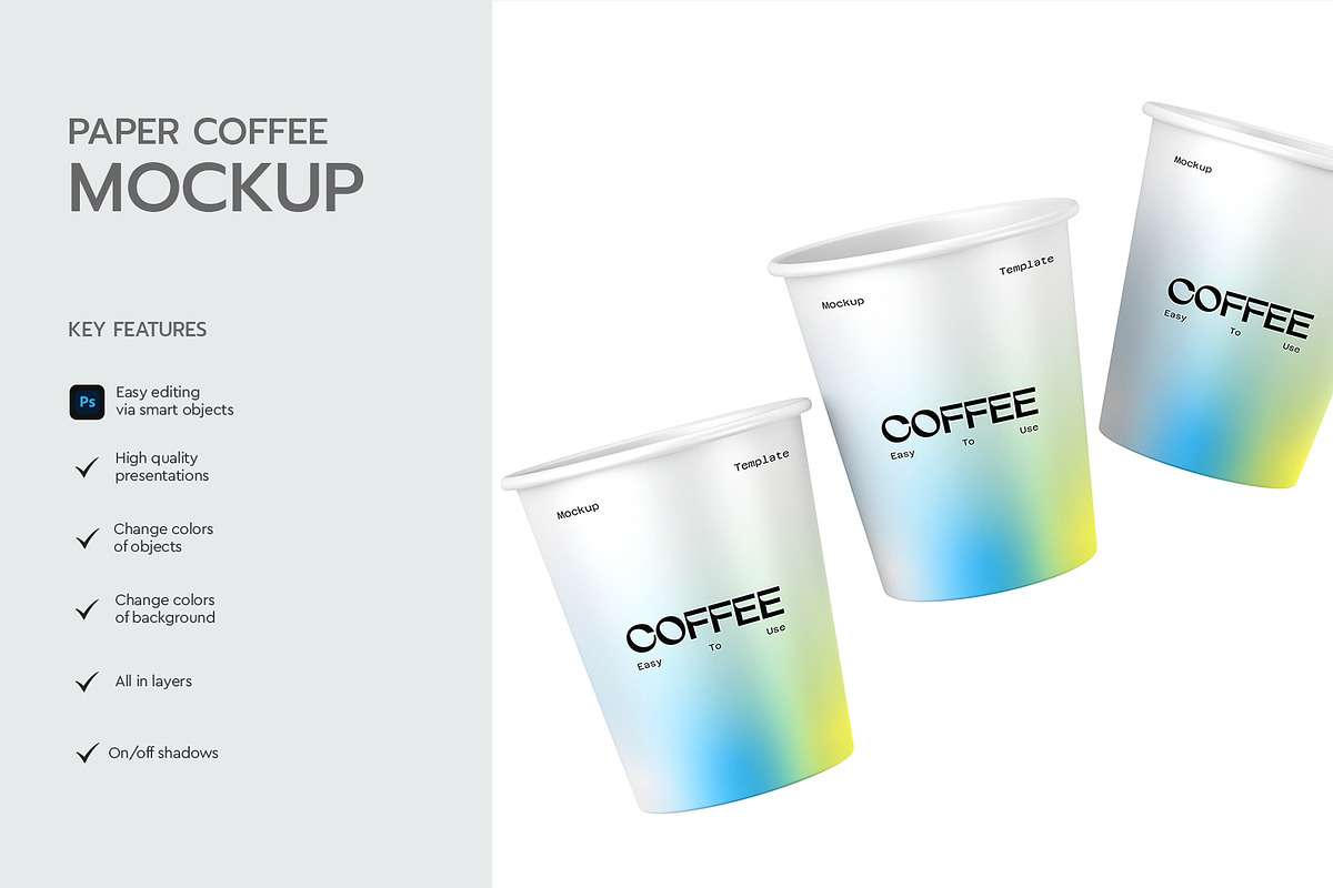 Floating Paper Coffee Cup Mockup, a Product Mockup by graphypix (Photo 2 of 4)