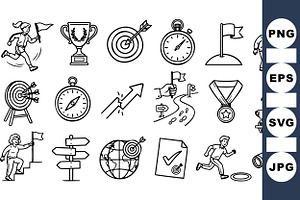 Goal Setting Success Vector Pack, an Illustration by designvectx
