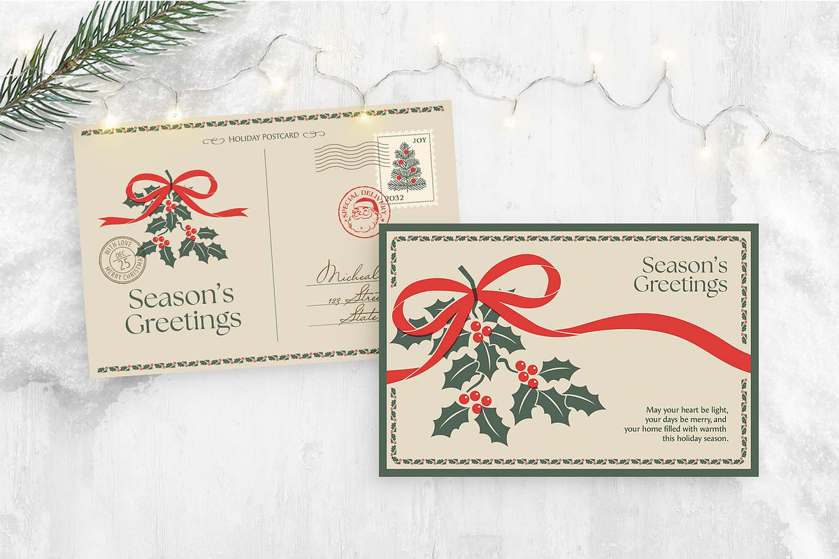 Christmas Vintage Travel Postcard, a Card Template by BrandPacks (Photo 1 of 5)