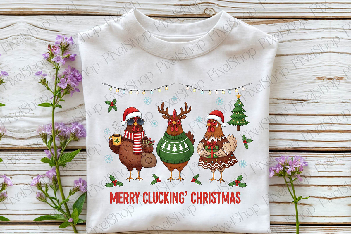 Merry Cluckin’ Christmas Chicken PNG, an Illustration by DreamPrint404 (Photo 2 of 4)