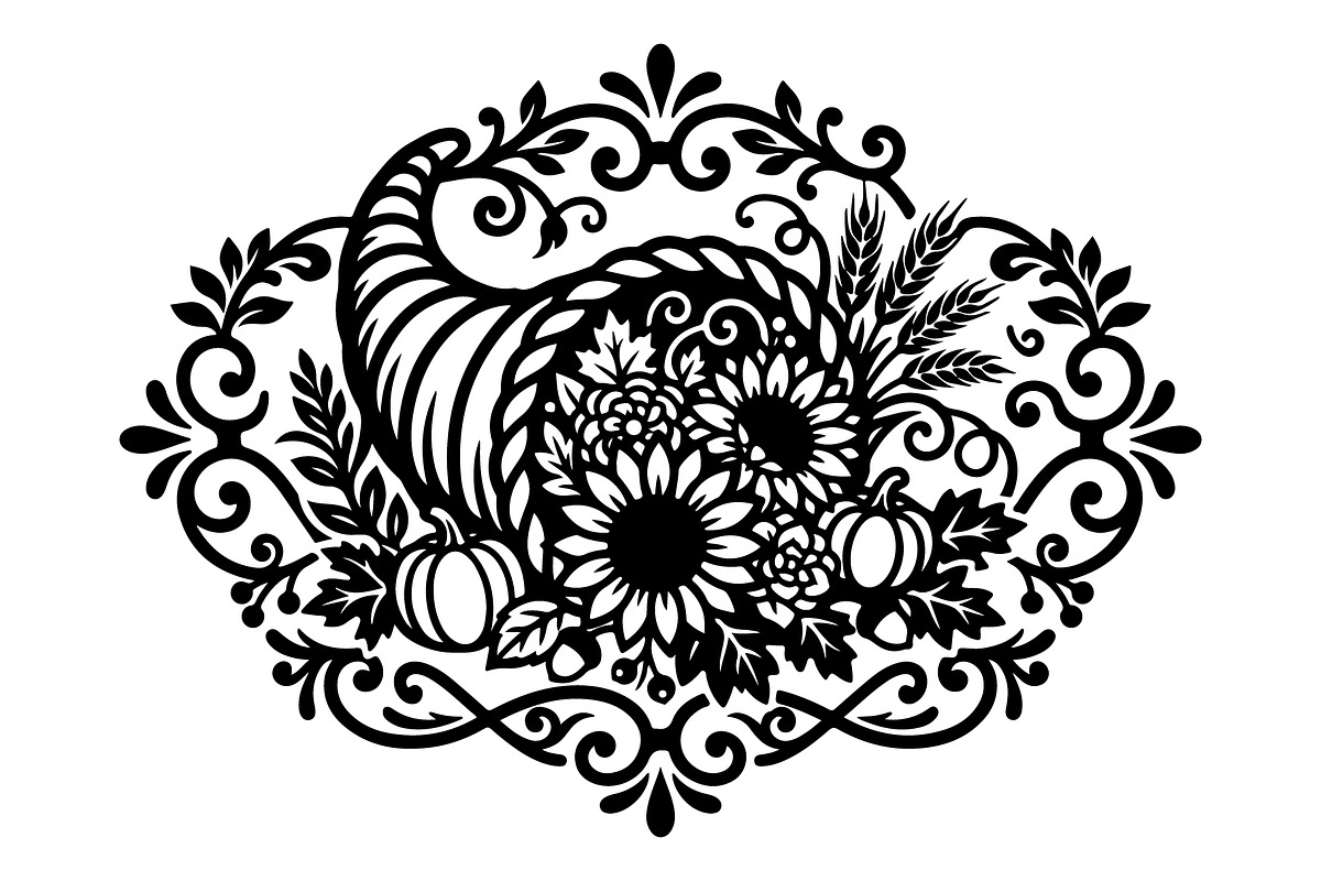 Elegant Floral Pumpkin Cornucopia, an Object Graphic by Gfx_Store (Photo 3 of 16)