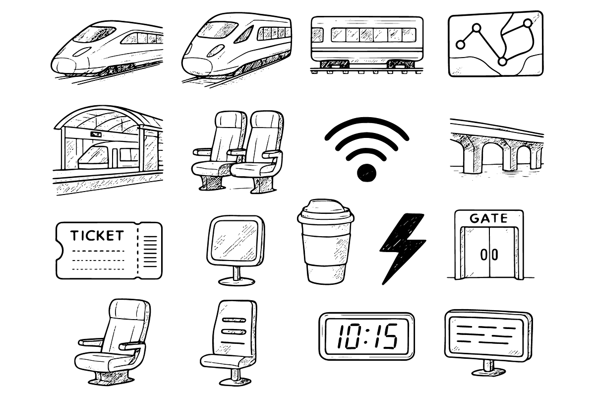 High Speed Train Icon Pack, an Object Graphic by RT Studio