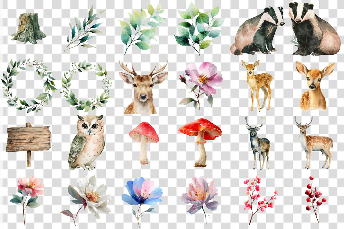 Watercolor Animal And Forest, an Illustration by DreamCafeArt (Photo 5 of 7)