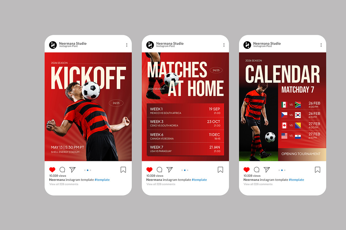 Red Bold World Cup Instagram Post, a Social Media Template by Neermana (Photo 4 of 4)