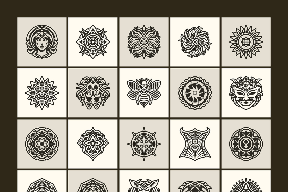 1500 Tattoo Symbols Icons, a Solid Icon by Creative Stall (Photo 16 of 19)