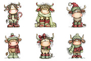 Whimsical Christmas Highland Cow Cli, an Illustration by designcity5 (Thumbnail 4 of 5)