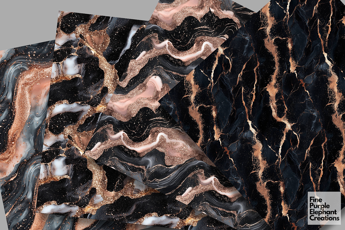 Black Rose Gold Marble Texture, a Pattern Graphic by Fine Purple Elephant (Photo 2 of 5)