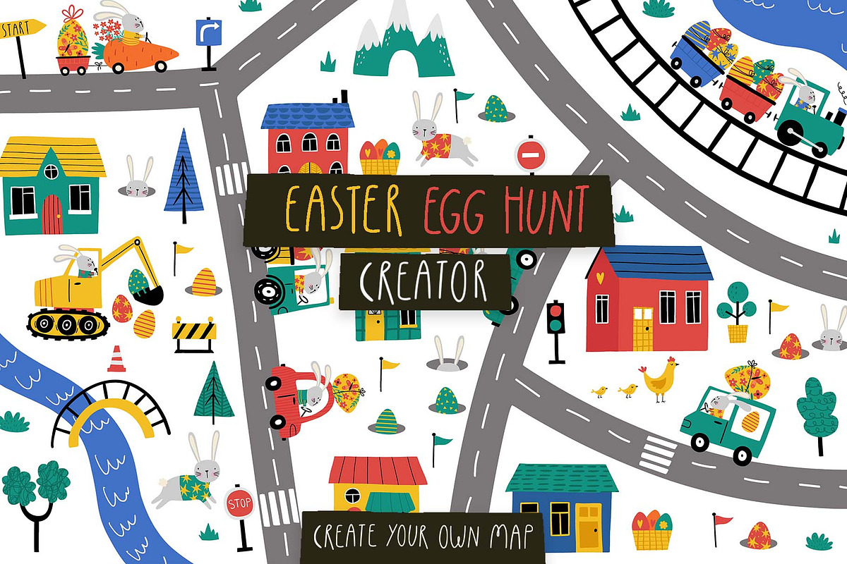Egg Hunt Map. Map Creator, a Seasonal Illustration by Irina Ostapenko (Photo 1 of 11)
