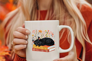 BLACK CAT BOOK LOVER CLIPART BUNDLE