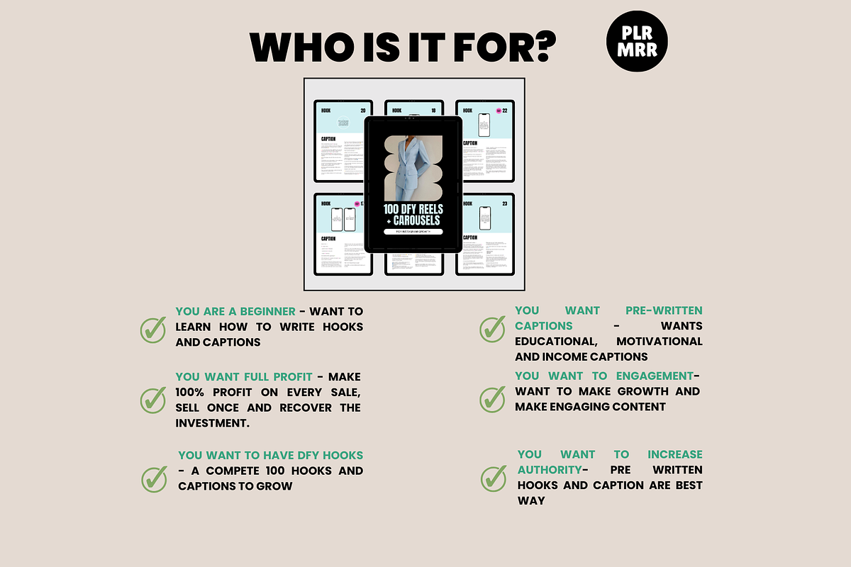 PLR 100 DFY Reels Instagram Captions, a Social Media Template by Design By Hira (Photo 5 of 7)
