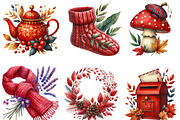 Watercolor Red Autumn Cottage PNG, an Illustration by Designking (Thumbnail 4 of 4)