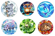 Round Stained Glass of Baby Animals, an Illustration by CreationArt (Thumbnail 2 of 5)