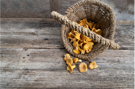 chanterelle mushrooms on wooden, a Food & Drink Photo by Neirfy