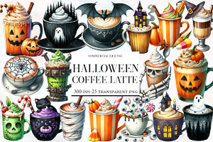 Halloween Coffee Latte Clipart, an Illustration by Designworld