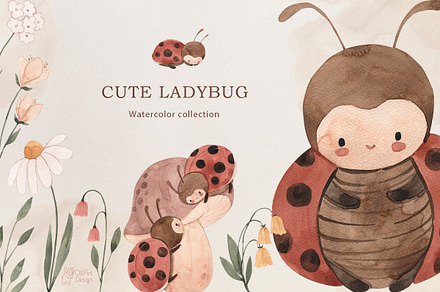 CUTE LADYBUG. Watercolor clipart, an Animal Illustration by OlliArtDesign