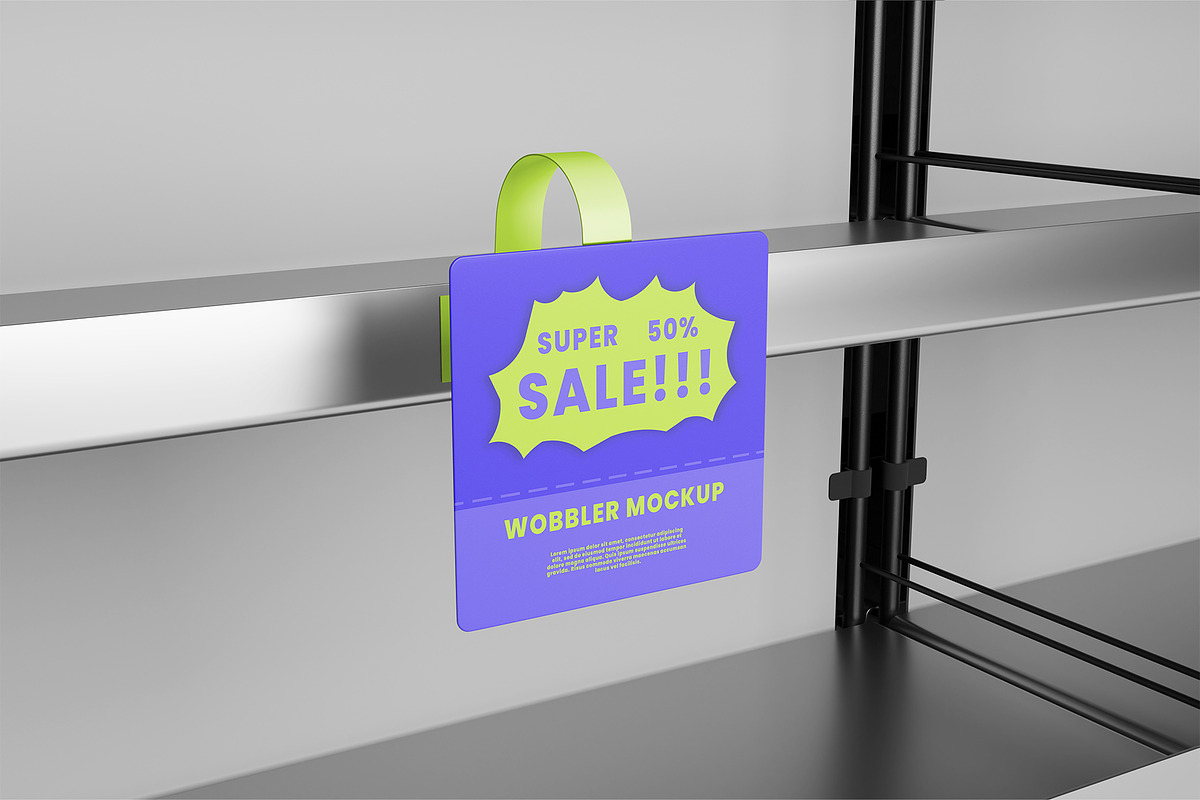 Wobbler Shelf Talker Mockup Square, an Advertising Mockup by Farabion Studio (Photo 1 of 2)