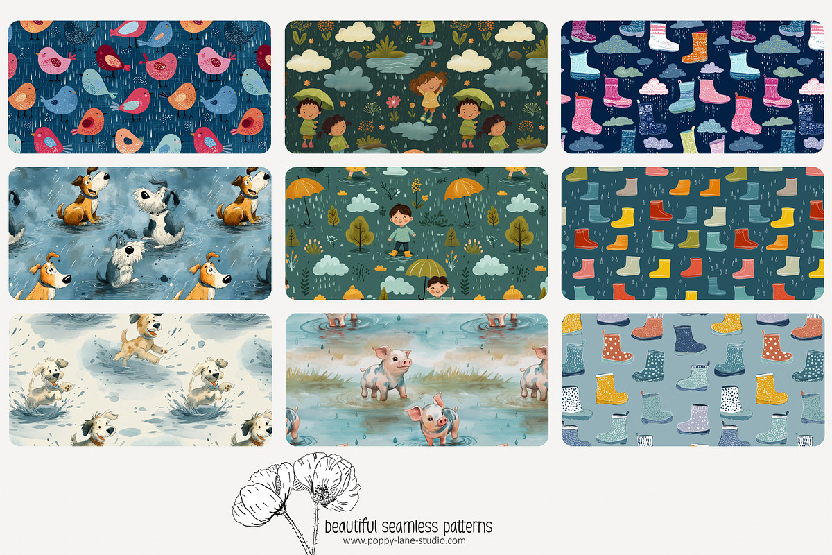 80 rainy weather seamless pattern, a Pattern Graphic by Poppy Lane Studio (Photo 2 of 11)