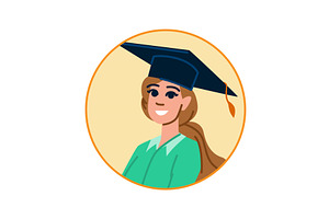 Portrait of smiling graduate student, an Object Illustration by pikepicture