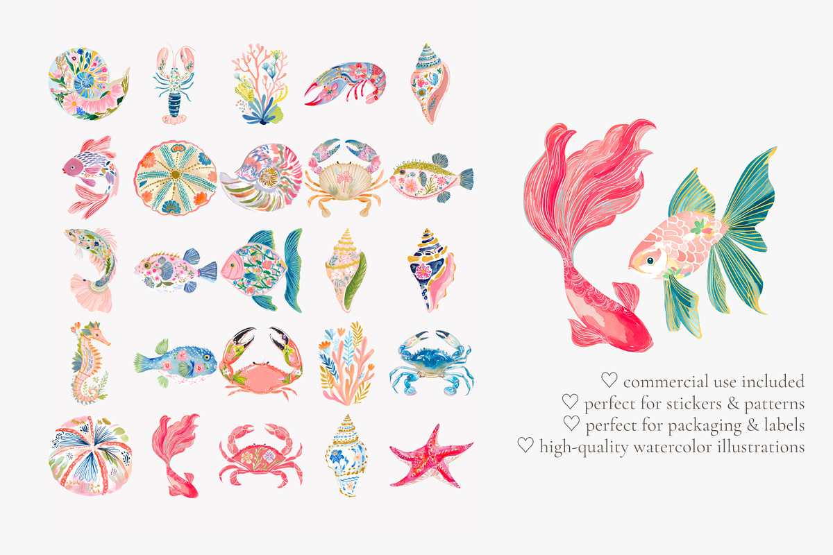 Tropical reef clipart set, a Decorative Illustration by Patishop Art (Photo 9 of 10)