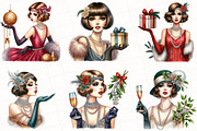 1920 Coquette Christmas Girl Clipart, an Illustration by OK Design (Thumbnail 5 of 5)