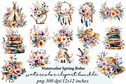 Watercolor Spring Boho Clipart, an Illustration by Digital Artistic99 (Thumbnail 1 of 8)