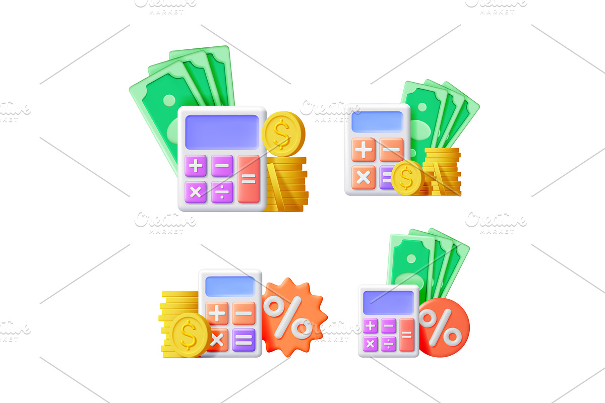 Calculator, dollar banknote, coin, a Finance Illustration by Abscent