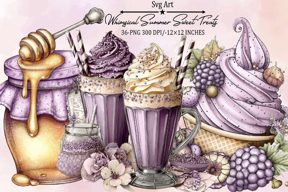 Whimsical Summer Sweet Treats Clipar, an Illustration by SVGArt (Photo 1 of 9)