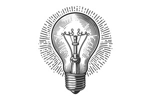 Engraved Light Bulb lamp sketch, an Object Illustration by AlexArt