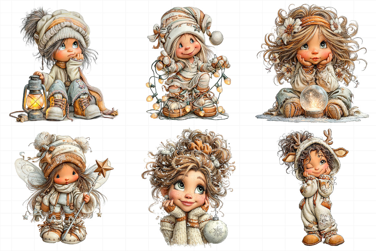 Whimsical Christmas Girl Clipart, an Illustration by Daily.Designs (Photo 3 of 5)
