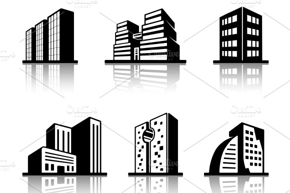 Black And White Building Icons