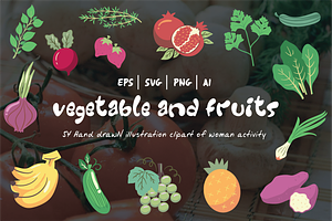 Vegetable and Fruits Clipart, a Food Illustration by Berdansabersama