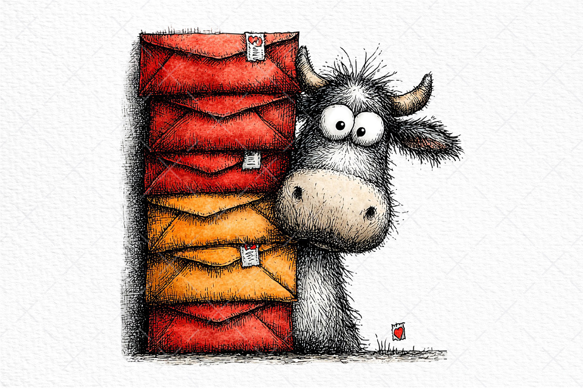 Funny Peeking Valentine Cow Clipart, an Illustration by Craft Nest (Photo 10 of 11)