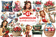 Grandmillennial Christmas Clipart, an Illustration by Dream Creation (Thumbnail 1 of 4)
