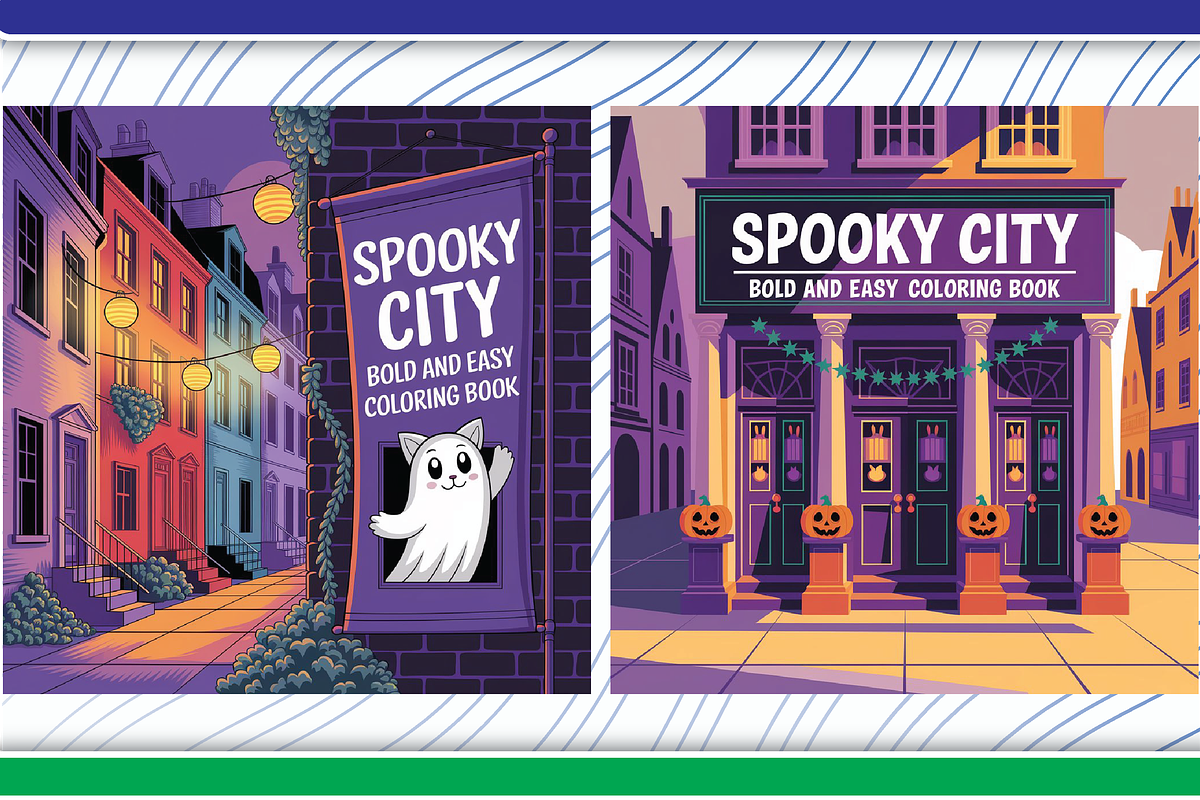 Spooky City Coloring Pages, an Illustration by LightExpress (Photo 6 of 6)
