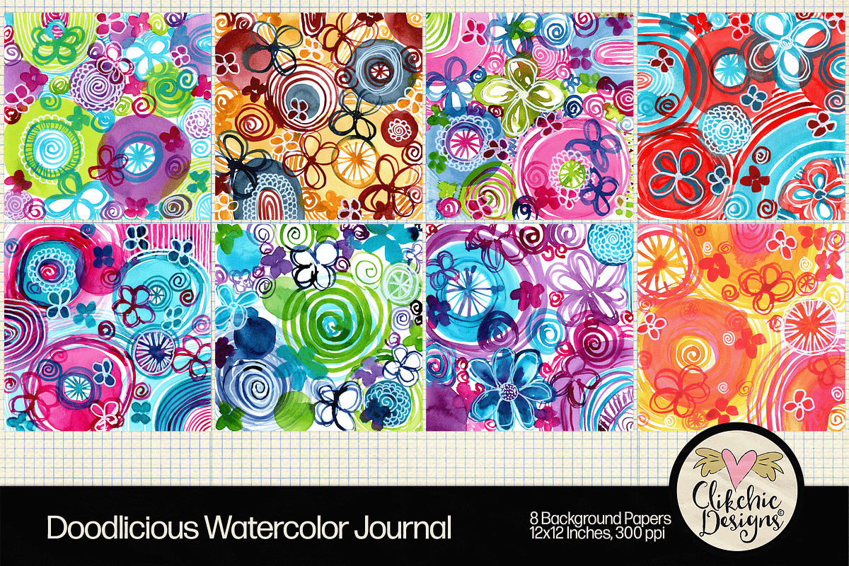 Watercolor Journal Backgrounds, a Background Graphic by Clikchic Designs (Photo 2 of 10)
