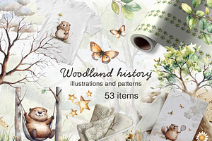 Woodland history. Nursery Watercolor, an Animal Illustration by Pattern + watercolor