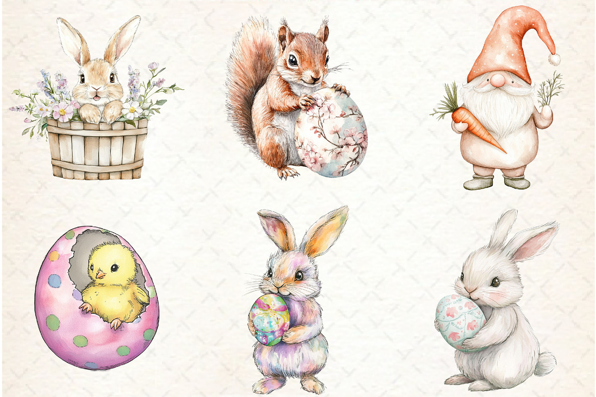 Whimsical Spring Easter Clipart, an Illustration by Watercolor design (Photo 4 of 4)