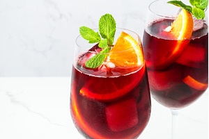 Sangria with fresh fruits and ice., a Food & Drink Photo by Nadia-nb