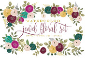 Jewel tone watercolor floral clipart, an Illustration by Freshmint Paperie (Thumbnail 1 of 3)