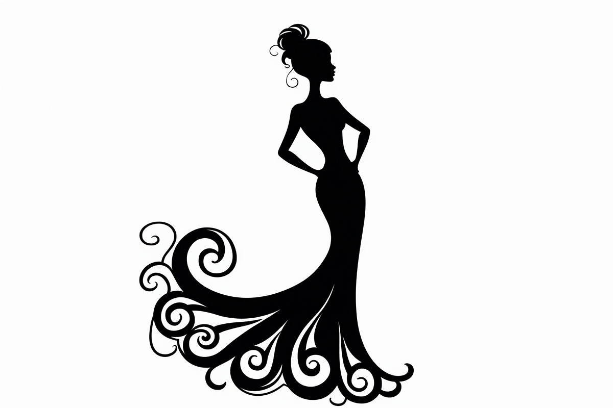 Stylish Gown Silhouette Set, an Illustration by yasushie (Photo 7 of 21)