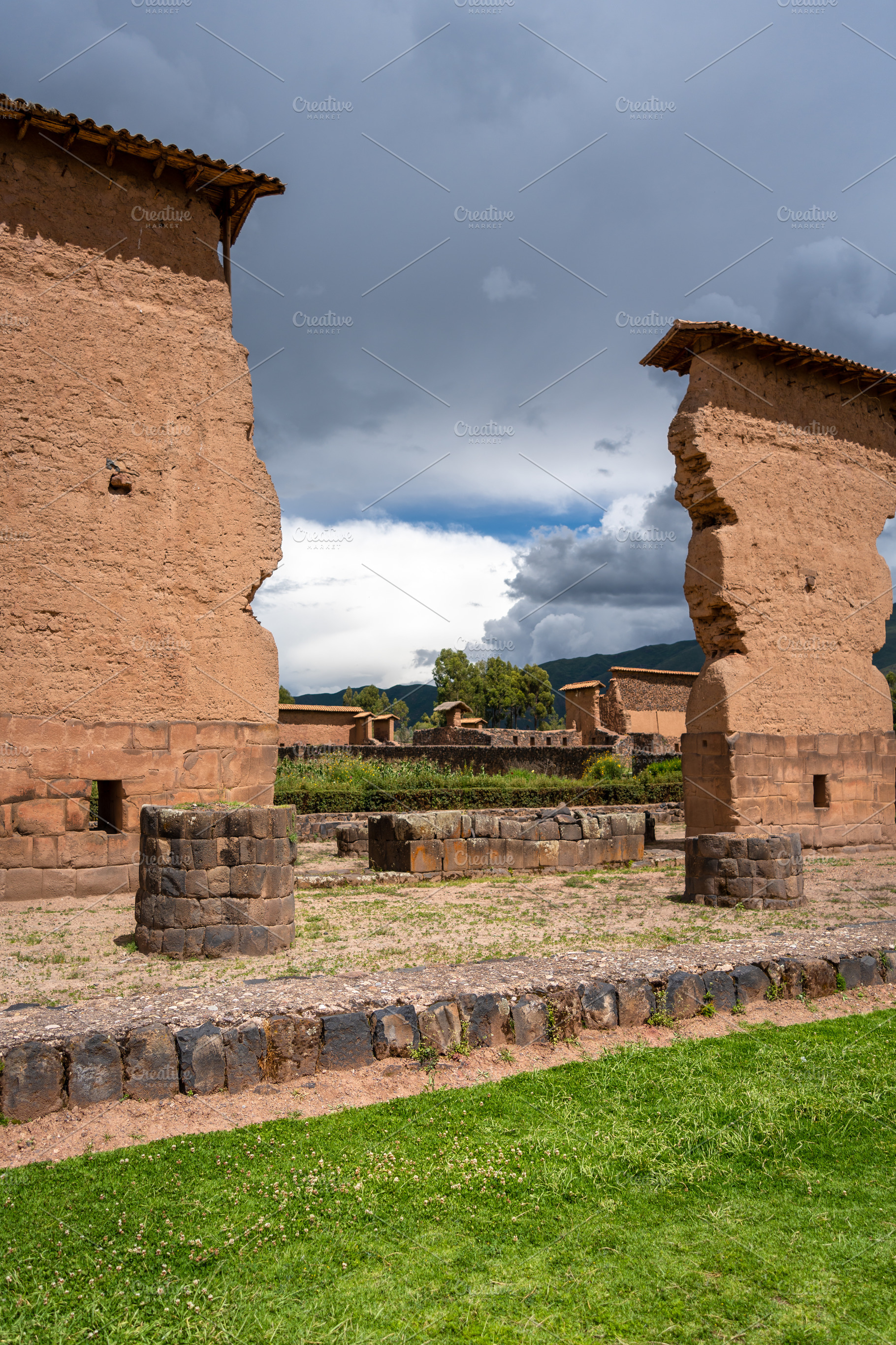Ancient Ruins of Raqchi in the Peruvian Highlands Under Clouds, an Architecture Photo by GoodGoods