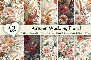 Autumn Wedding Floral Digital Paper