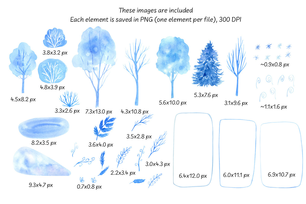 Winter Day Watercolor Collection, a Decorative Illustration by Anna Druzhkova (Photo 4 of 17)