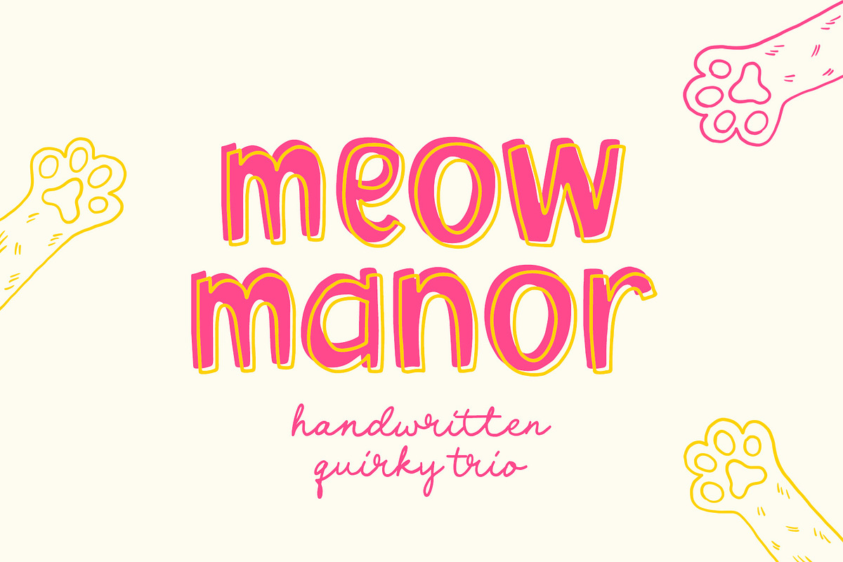 Meow Manor Fun Font Trio, a Handwritten Font by supfonts (Photo 1 of 9)
