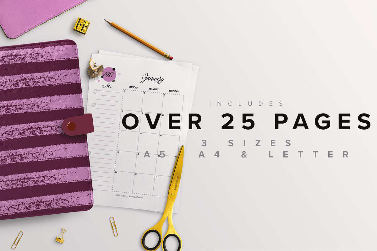 2017 Monthly Planner Kit-3 Sizes, a Stationery Template by Nerdy Girl Creative (Photo 2 of 3)